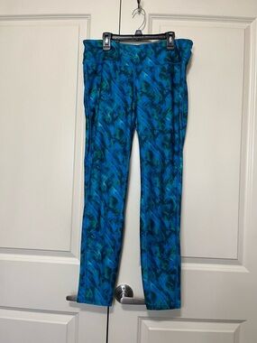 Tangerine Blue & Teal Crystal Water Print Leggings
